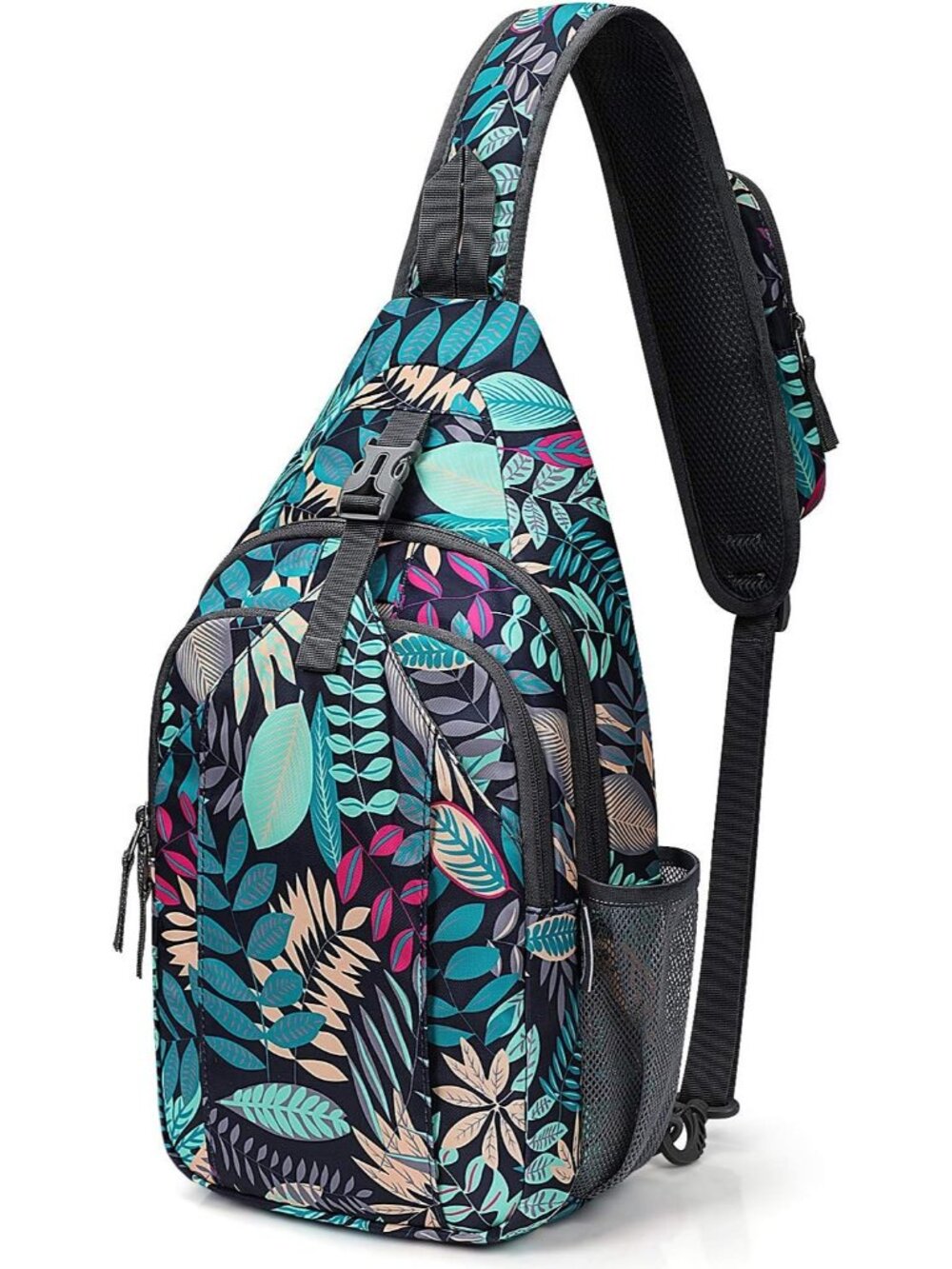 Women's Maple Leaf Blue RFID Blocking Sling Backpack Crossbody Bag Hiking Travel